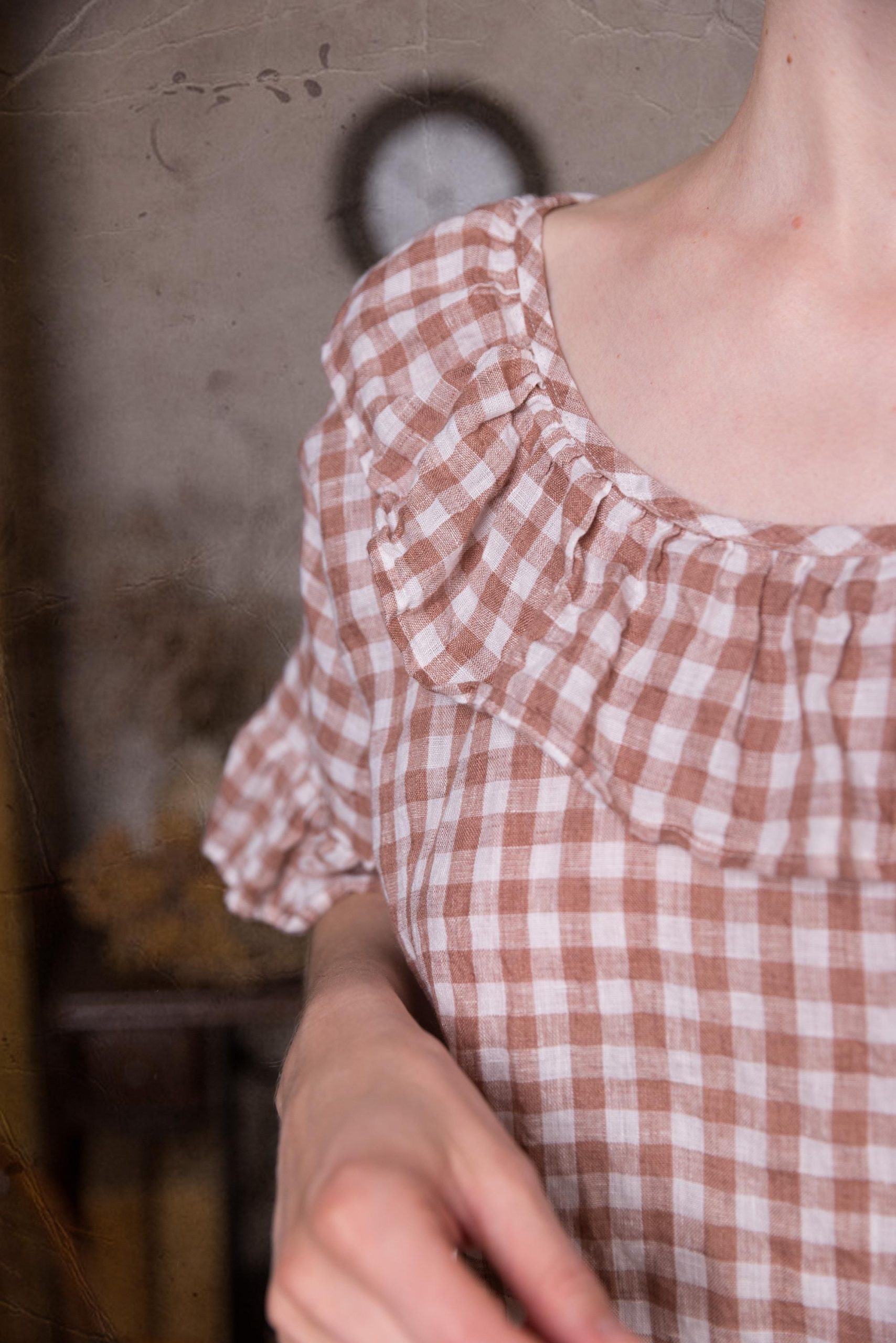 linen RUFFLE BLOUSE, ruffled linen top, loose fit linen blouse - Image 5